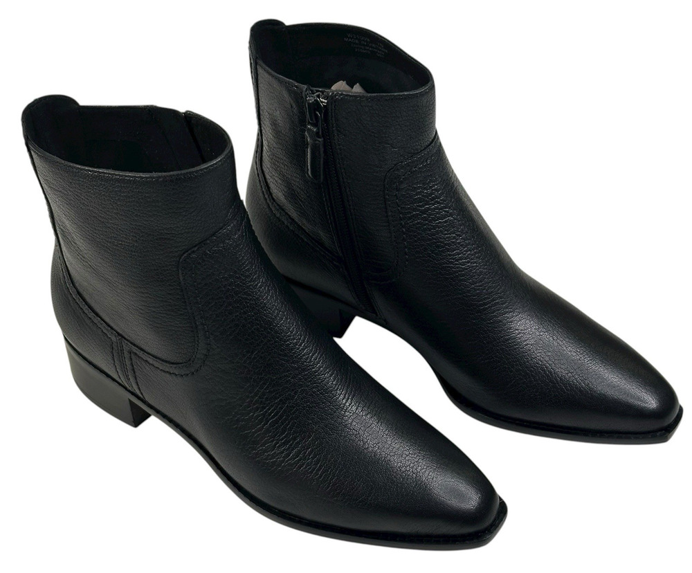 COLE HAAN Naia Black Leather Ankle Boots Womens Size 7B Side Zip New $200 E